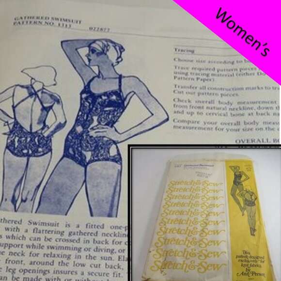 Ann Person Stretch & Sew 1313 Swimsuit yr 1977 Clothing Sewing Pattern UNCUT - Picture 1 of 11